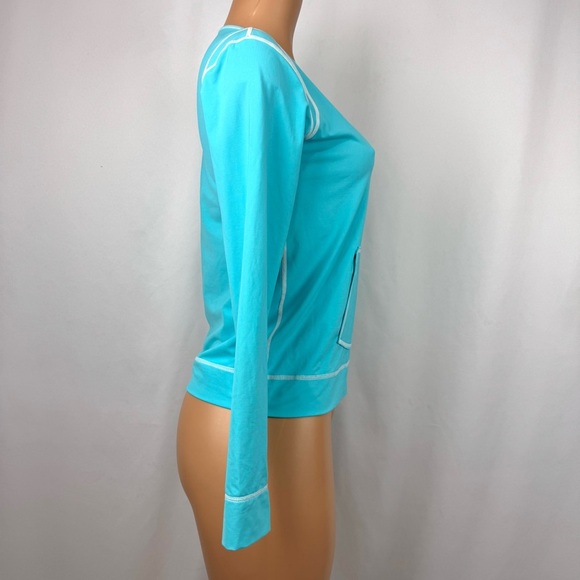 Athleta women’s Sz S Blue Swim long-sleeve top/rash guard nylon / spandex blend - Picture 2 of 11